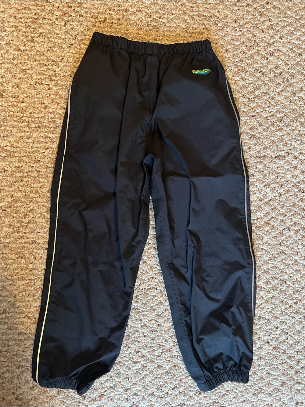 Splashy Kids Black Waterproof Rain Pants Size 5/6 Elastic Waist Outdoor Play